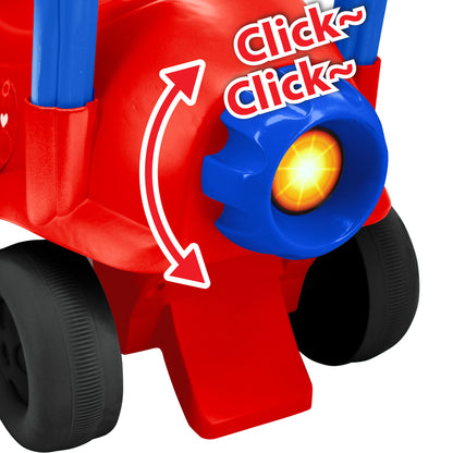 Activity Plane Ride-On Spidey red and blue toy with light-up eyes and wheels