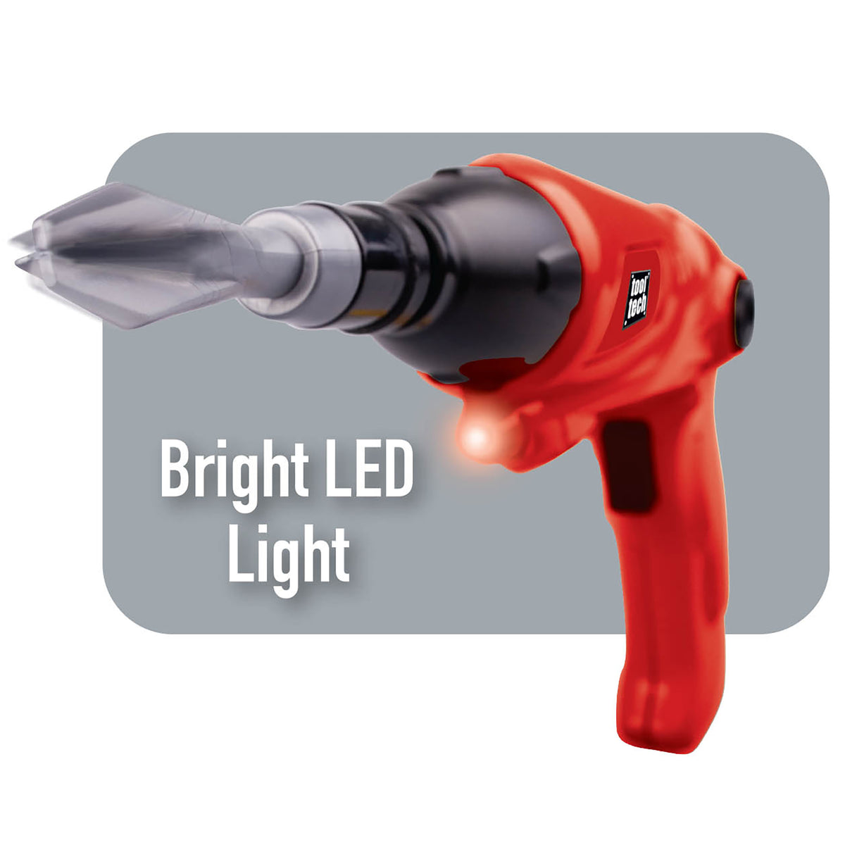 Tool Tech Deluxe Helmet Tool Set red screwdriver with bright LED light and interchangeable bits