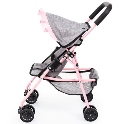 Bayer Design Doll Buggy - Play Stroller, Grey with Pink Butterfly Motif