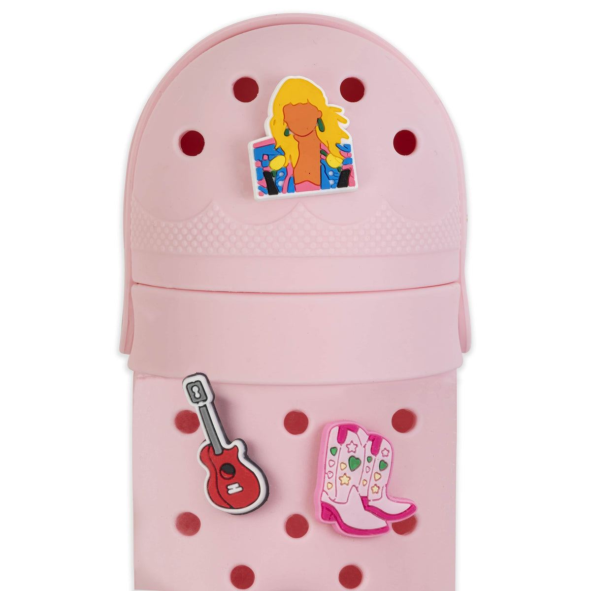 Charm Pencil Case Popstar Blush pink with decorative charms and red accents