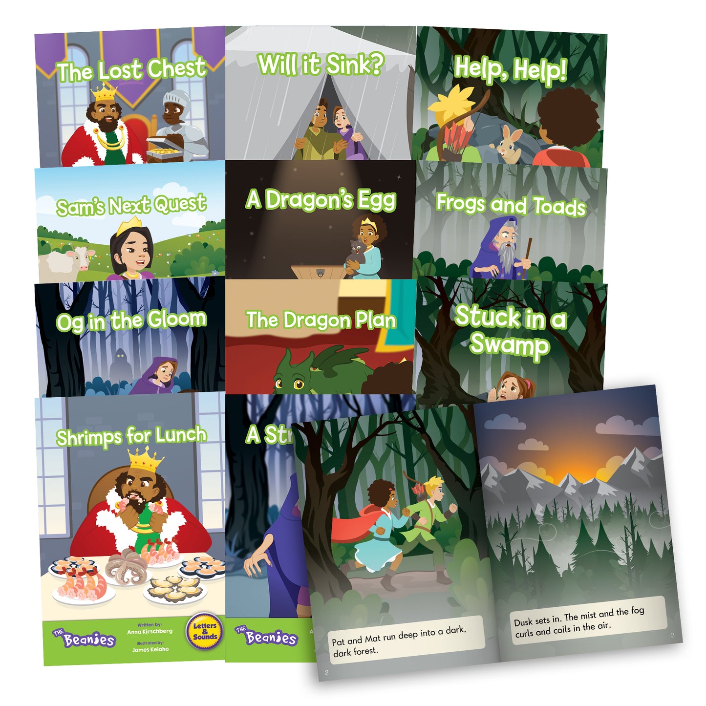 Collection of 12 colorful children's books from the Junior Learning Beanies Diversity Phase 4 set, displayed in a grid layout showing story covers including The