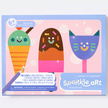 Sparkle Art Yum Yum Yum kids craft kit with colorful ice cream, popsicle and cat designs