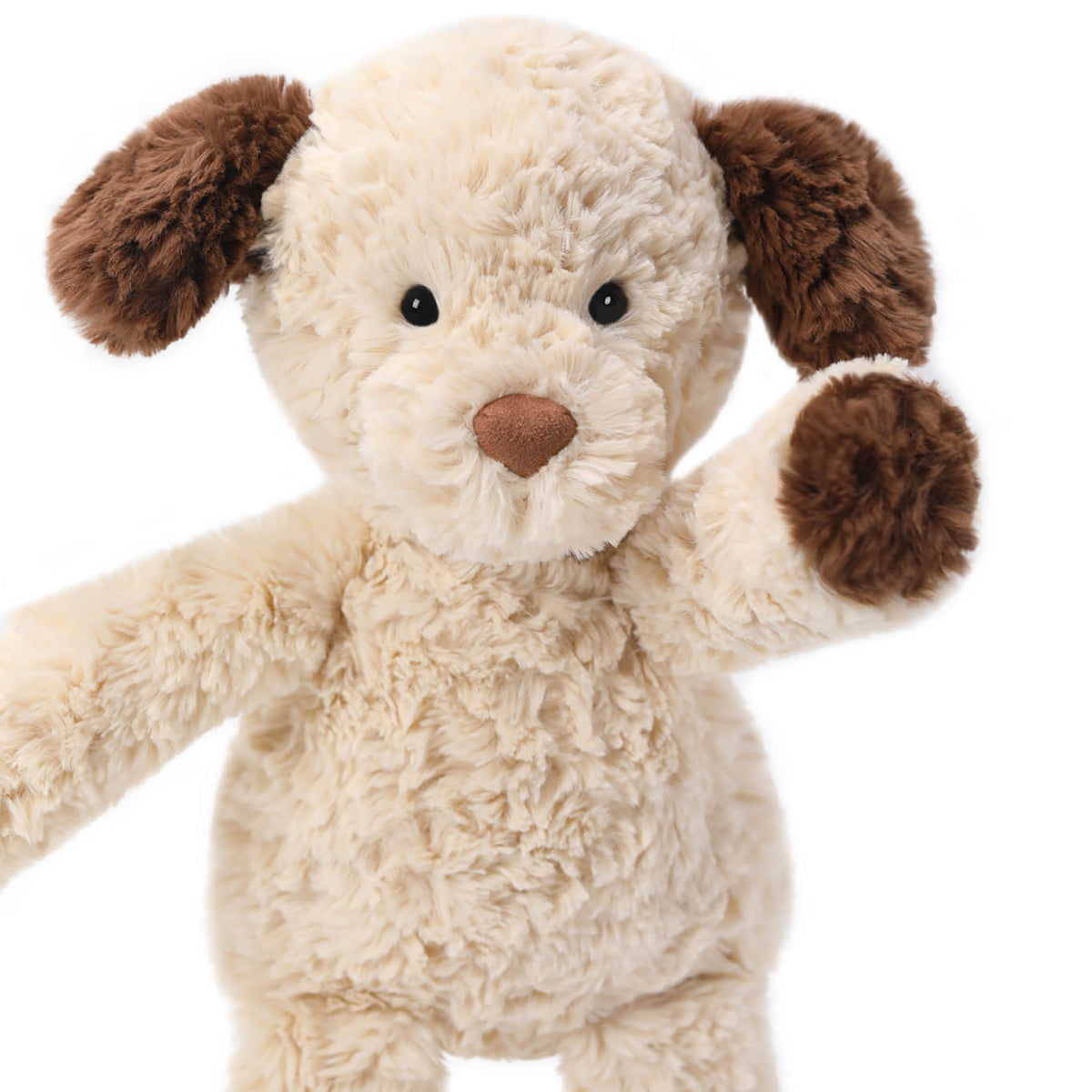 MCHUGS Toffee Dog plush toy, cream and brown colored puppy with floppy ears and friendly expression