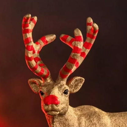 Wild Life Golden Anniversary Reindeer toy with red nose and red striped antlers