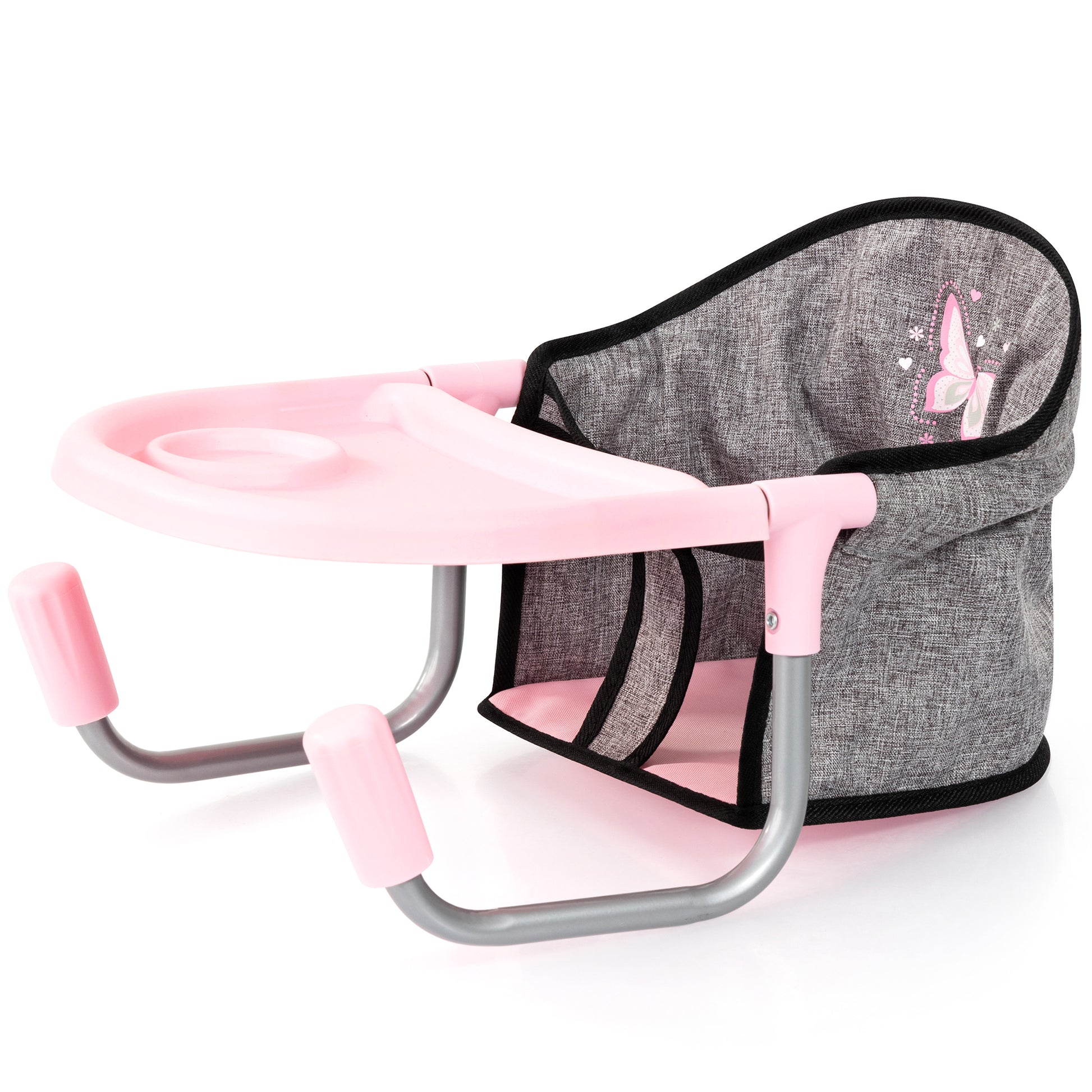 Bayer Design Dolls Table Seat in pink and grey with butterfly design