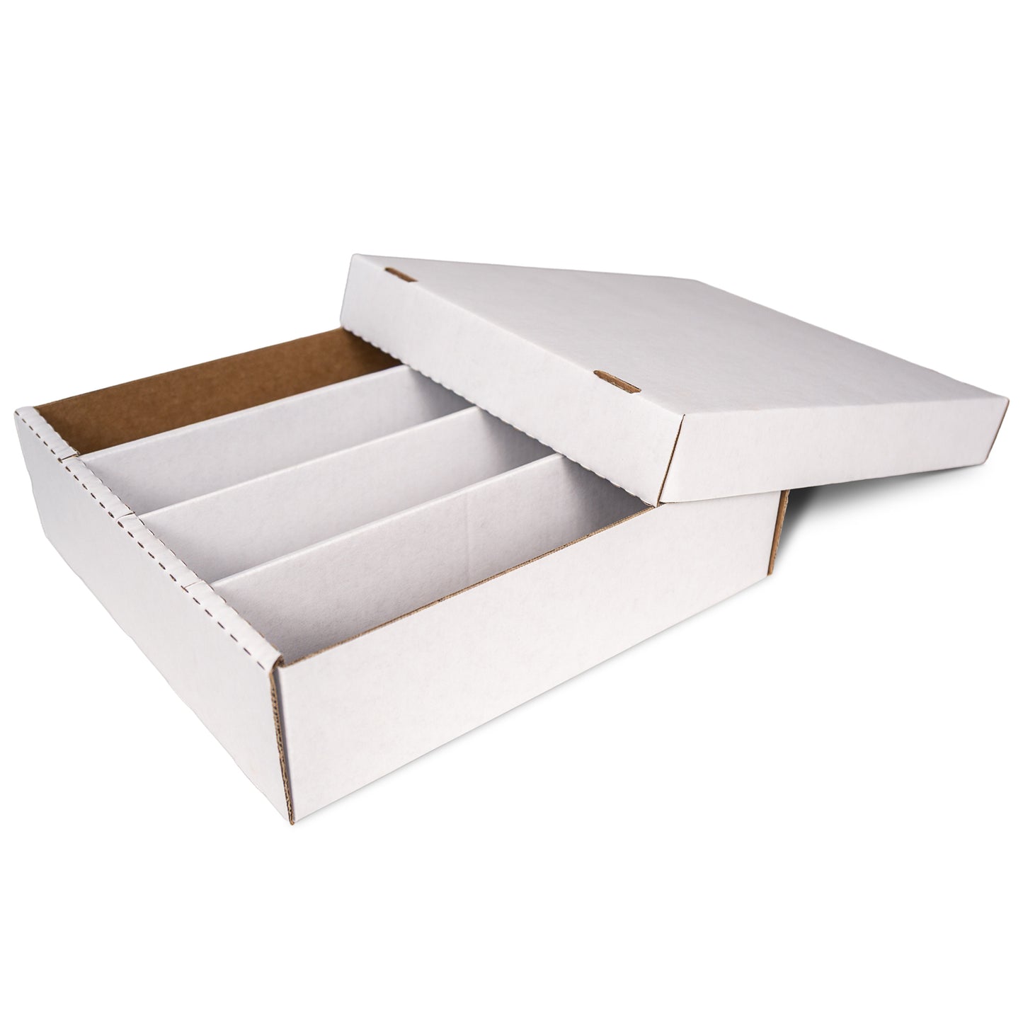 Easy Playhouse Trading Card Storage Box with white cardboard exterior and internal dividers
