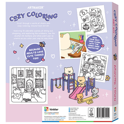 Art Maker Cozy Coloring Around Town Kit with alcohol markers and coloring pages
