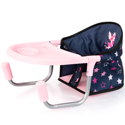 Bayer Design Dolls Table Seat with navy and pink star pattern