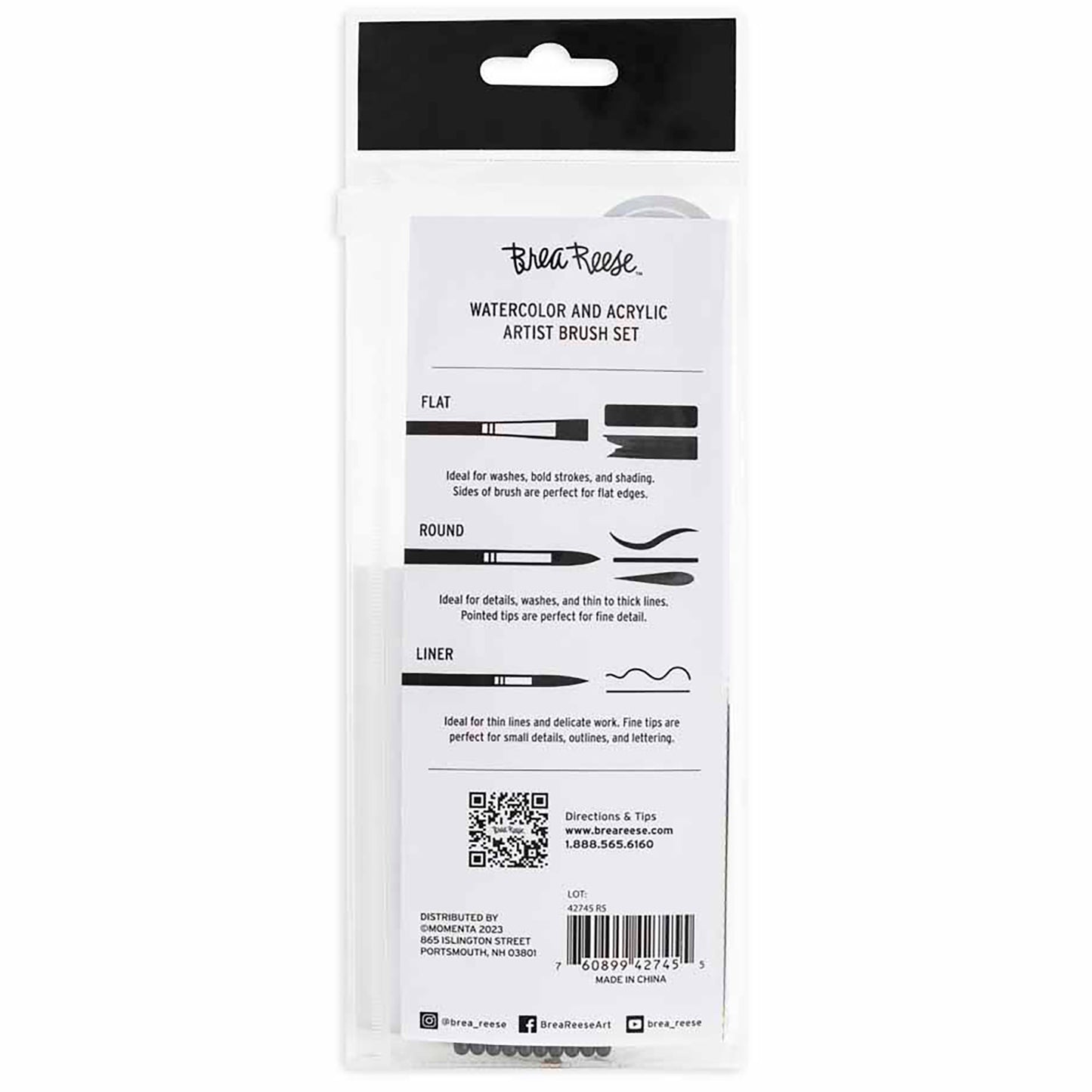 Brea Reese 10-piece Watercolor and Acrylic Artist Brush Set with flat, round, and liner brushes
