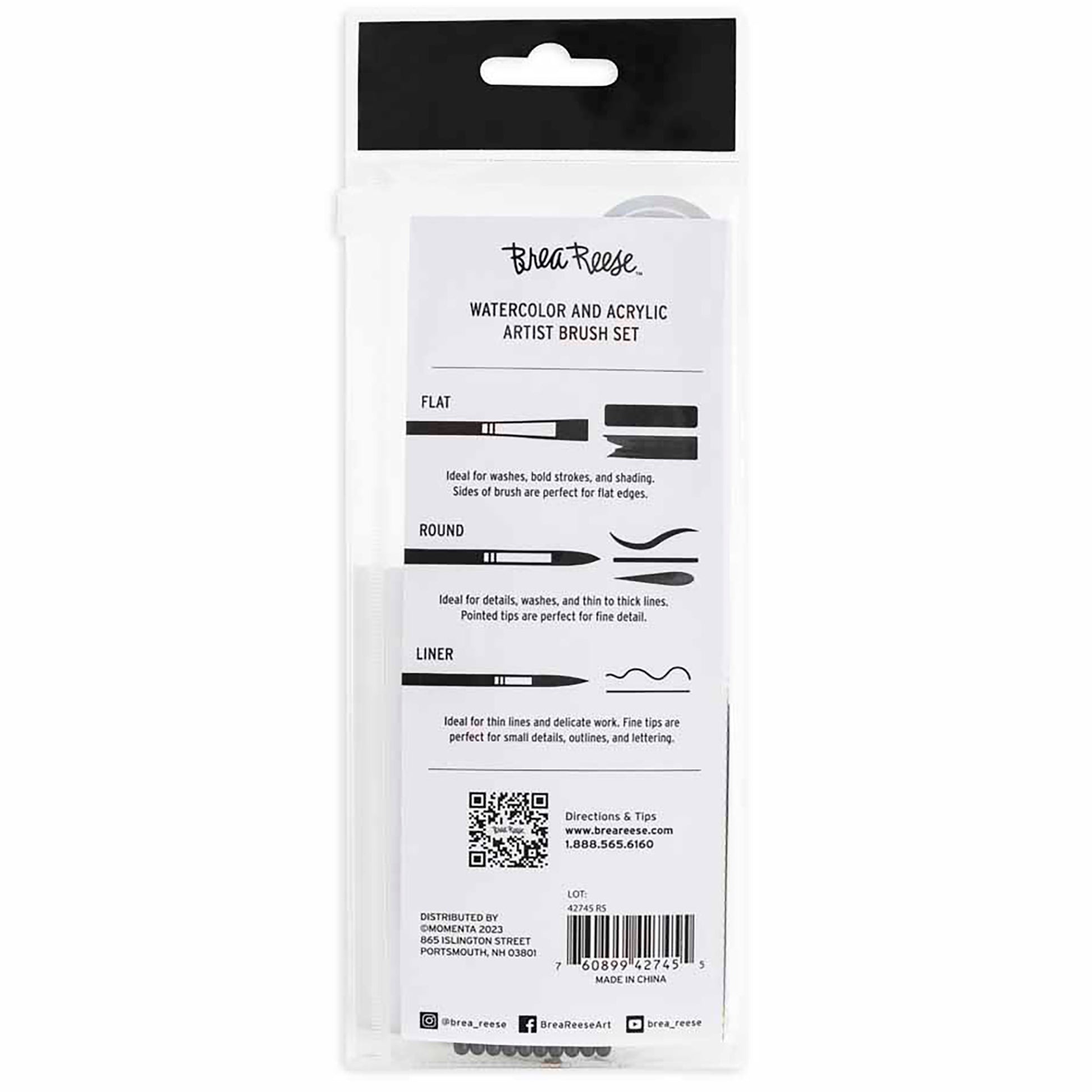 Brea Reese 10-piece Watercolor and Acrylic Artist Brush Set with flat, round, and liner brushes