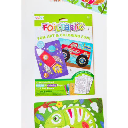 OOLY Gadgets & Gizmos Foil Art Coloring Set - 12 Double-Sided Pages, for Kids 6+