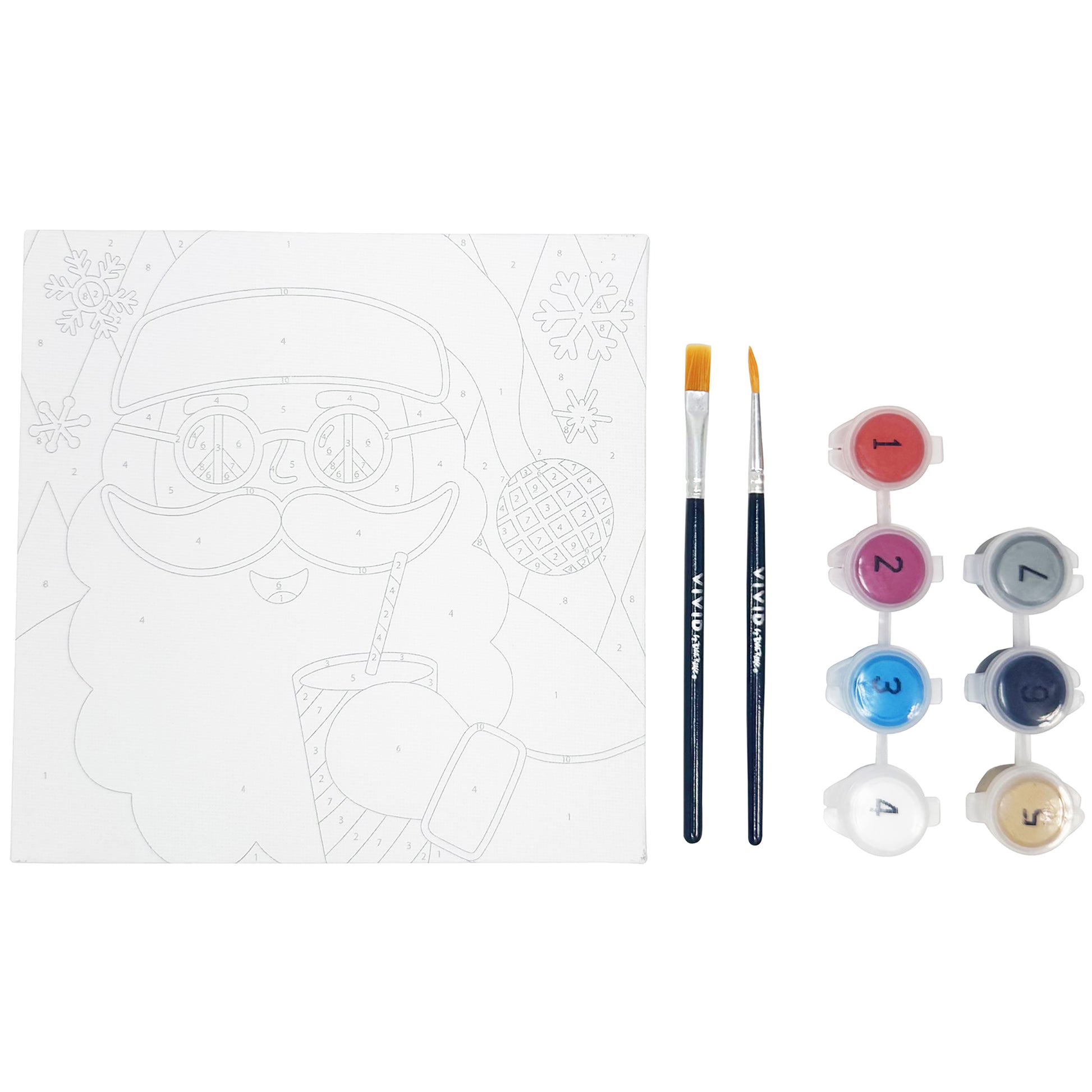 Groovy Santa Paint-By-Number Kit with brushes and 6 acrylic paint colors