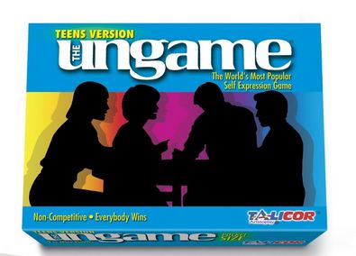 Ungame Teens Version box showing silhouettes of teenagers in conversation against colorful background, non-competitive skill-building game