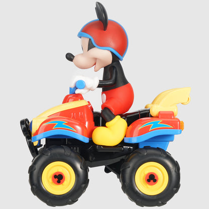 Disney Jr Mickey ATV 4 Wheeler RC toy vehicle in red and yellow with light-up features