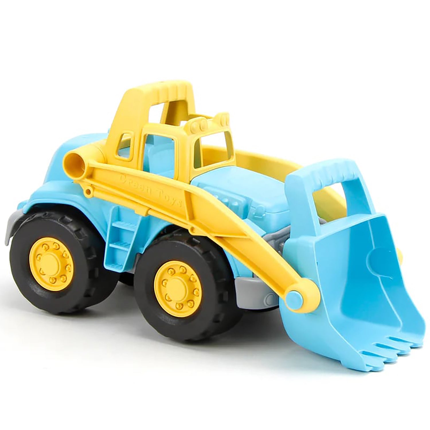 Blue and yellow Loader Truck toy with movable bucket and black wheels