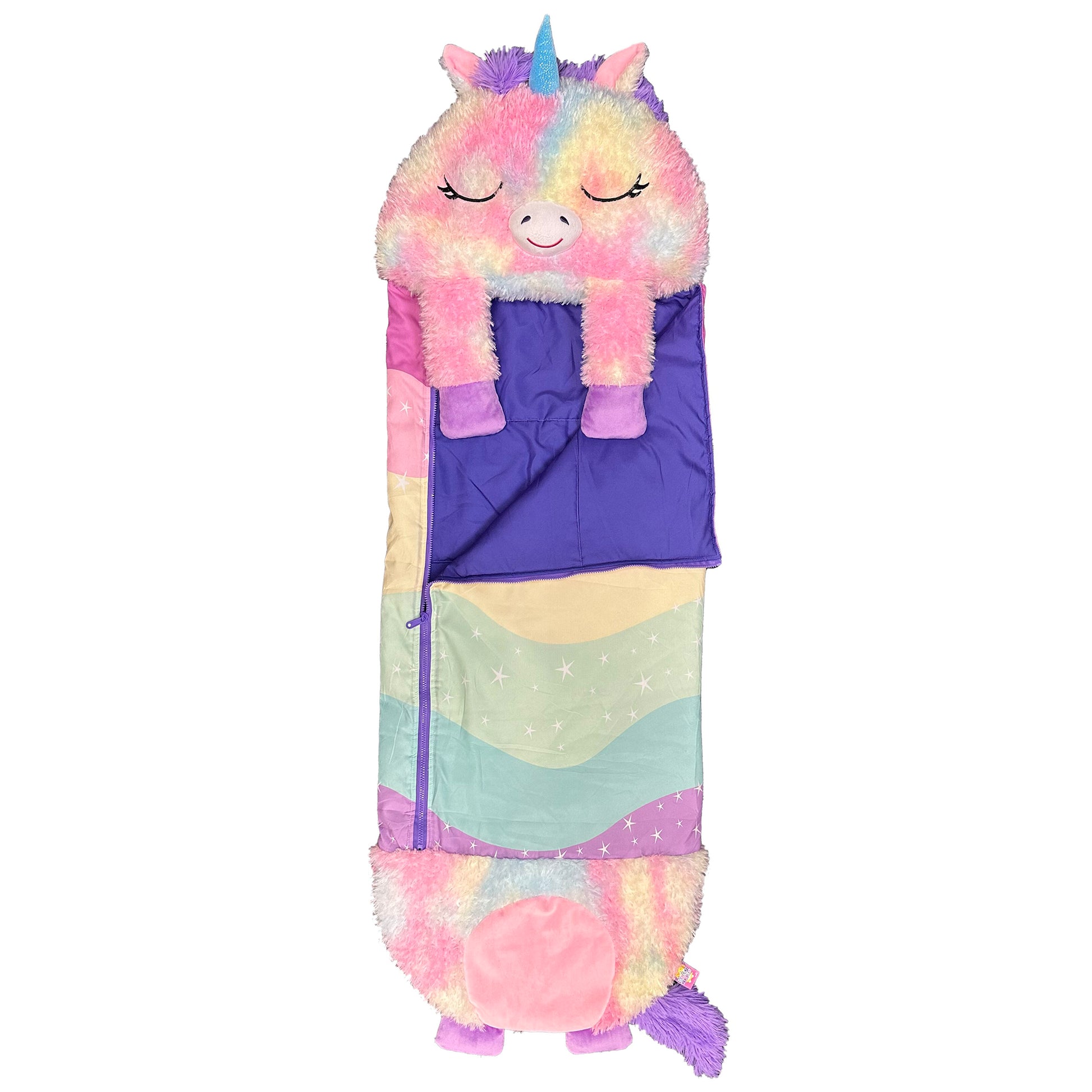 Happy Nappers Rainbow Unicorn pillow and sleepy sack, large size, multicolor plush toy
