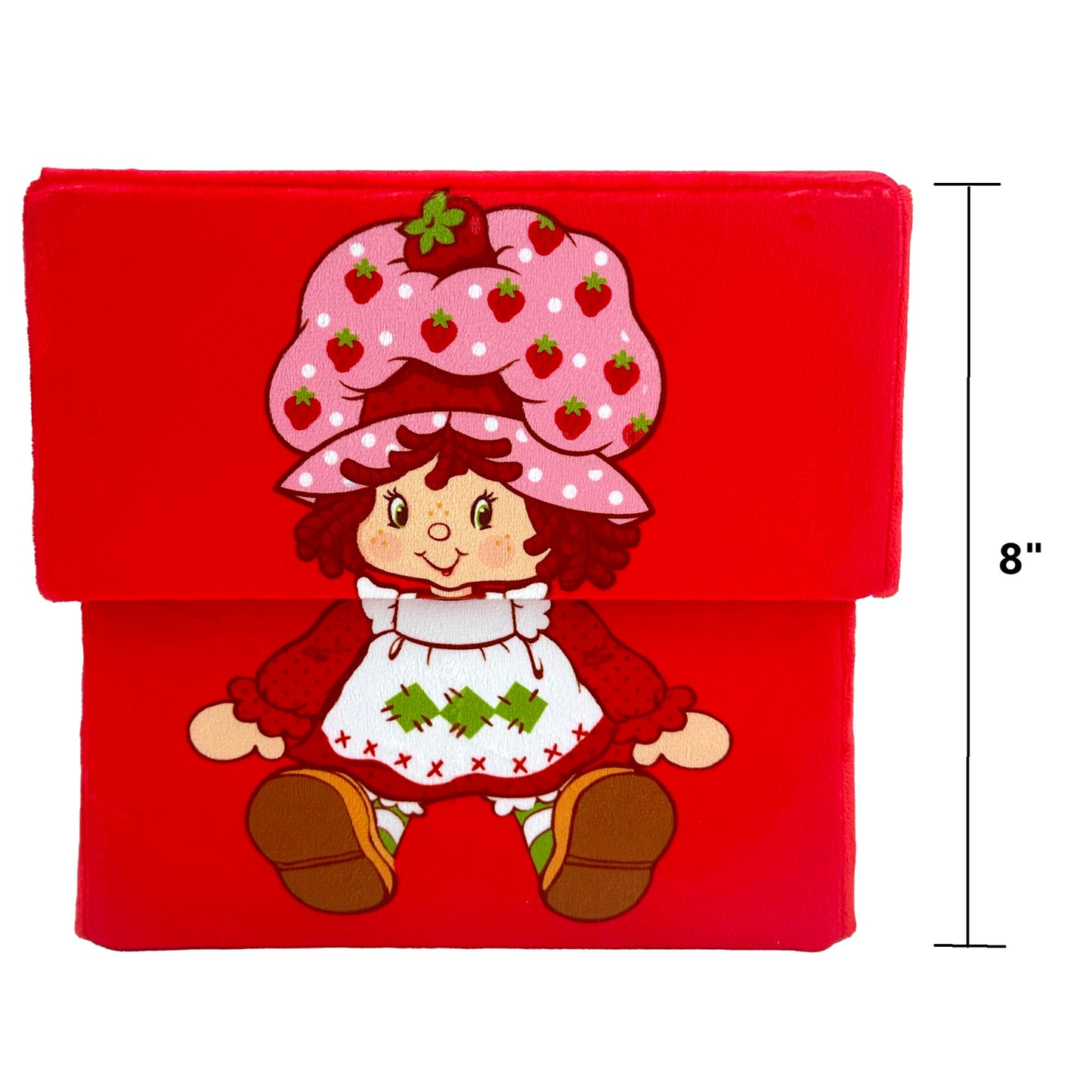 Strawberry Shortcake Storable 8 inch plush doll with pink strawberry hat and red dress