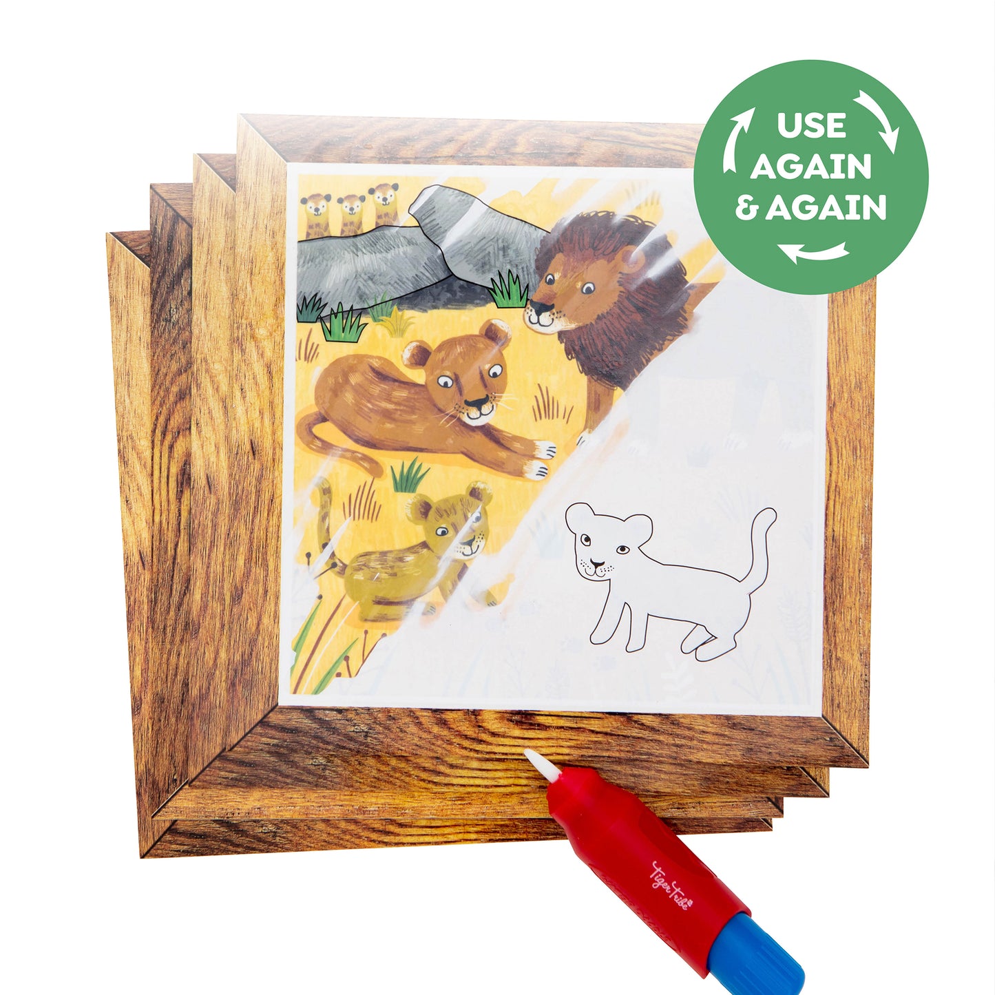 Tiger Tribe Magic Water Painting World Safari Adventures Set - 4 Reusable Cards