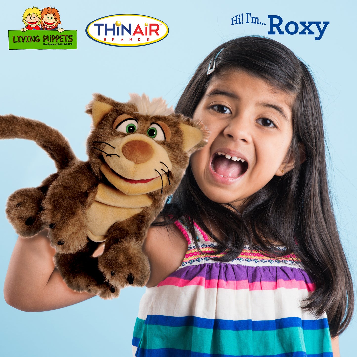 Living Puppets Roxy The Brown Cat 16" Plush Hand Puppet