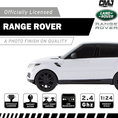 CMJ RC Cars Range Rover - White - 1:24 Scale, 2.4GHz Remote Control SUV with LED Headlights