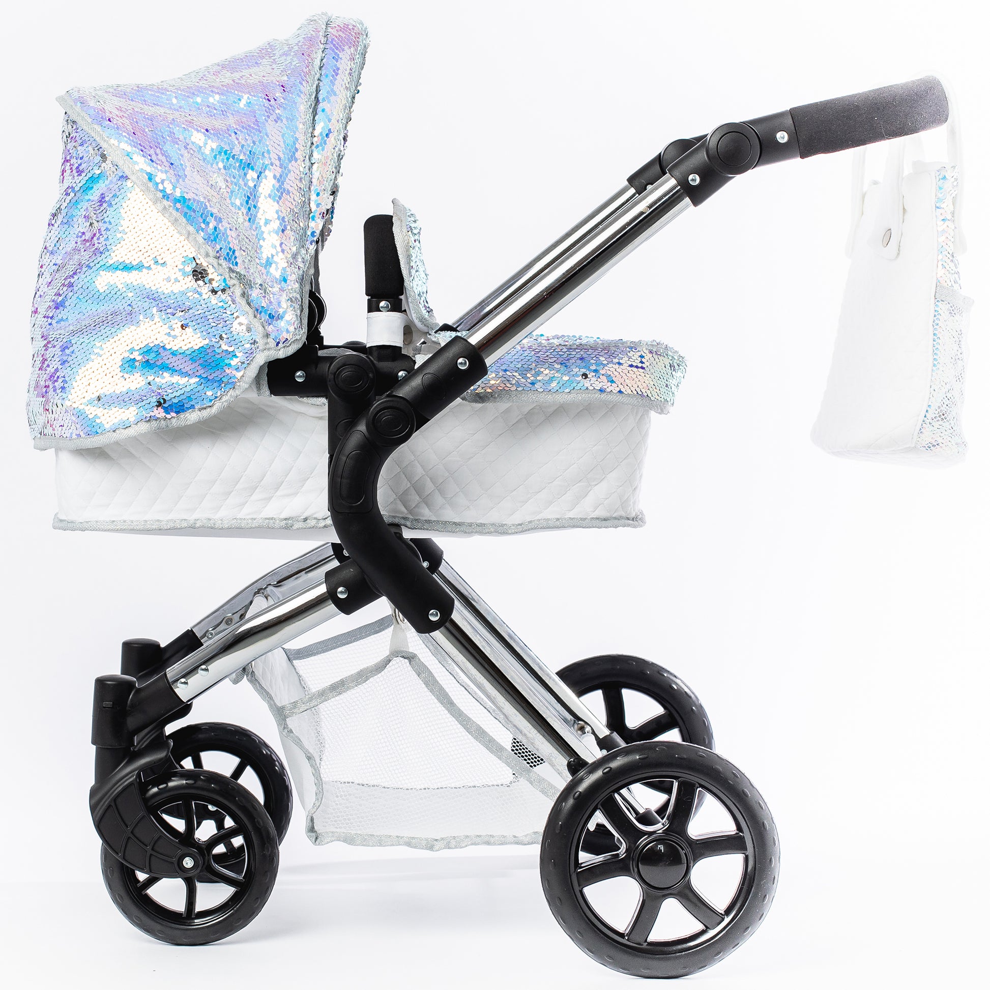 Roma Polly Doll Pram Silver Mermaid with iridescent sequin canopy
