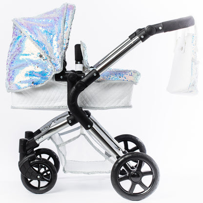 Roma Polly Doll Pram Silver Mermaid with iridescent sequin canopy