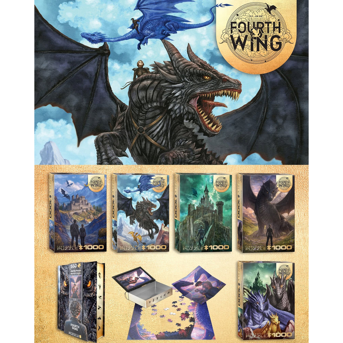 Eurographics Fourth Wing Violet Dragon Rider 1000 Piece Jigsaw Puzzle