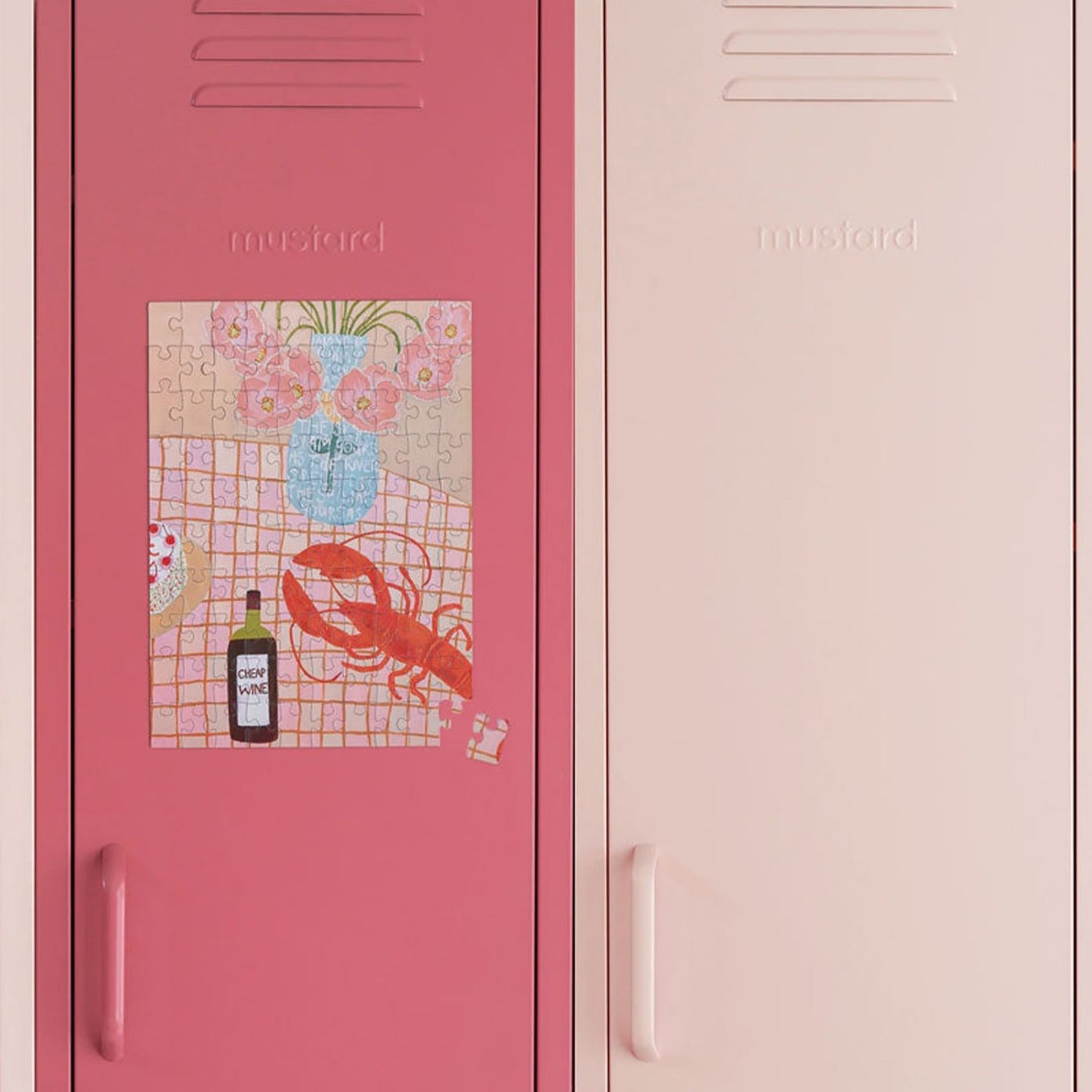 JOS Magnetic Puzzle Lobster Lunch with pink and cream colored lockers