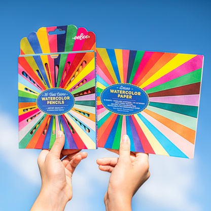 Deluxe Watercolor Paper Pad Rainbow with 36 watercolor pencils set
