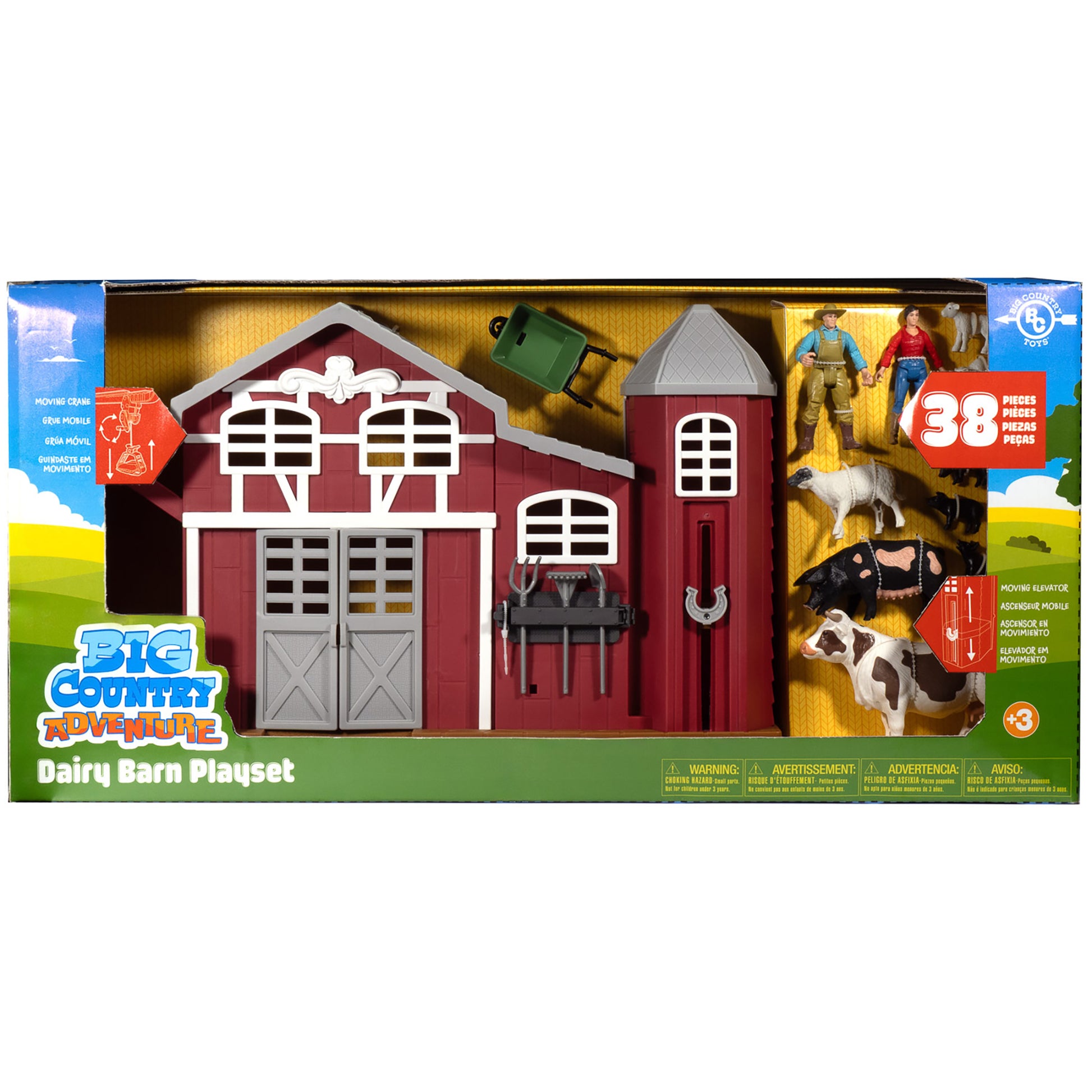 Big Country Dairy Barn Playset red barn with silo, 38 pieces including farmers and animals