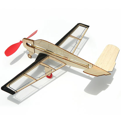 Build-N-Fly Mini Model Kit V-Tail wooden aircraft with red propeller and tail