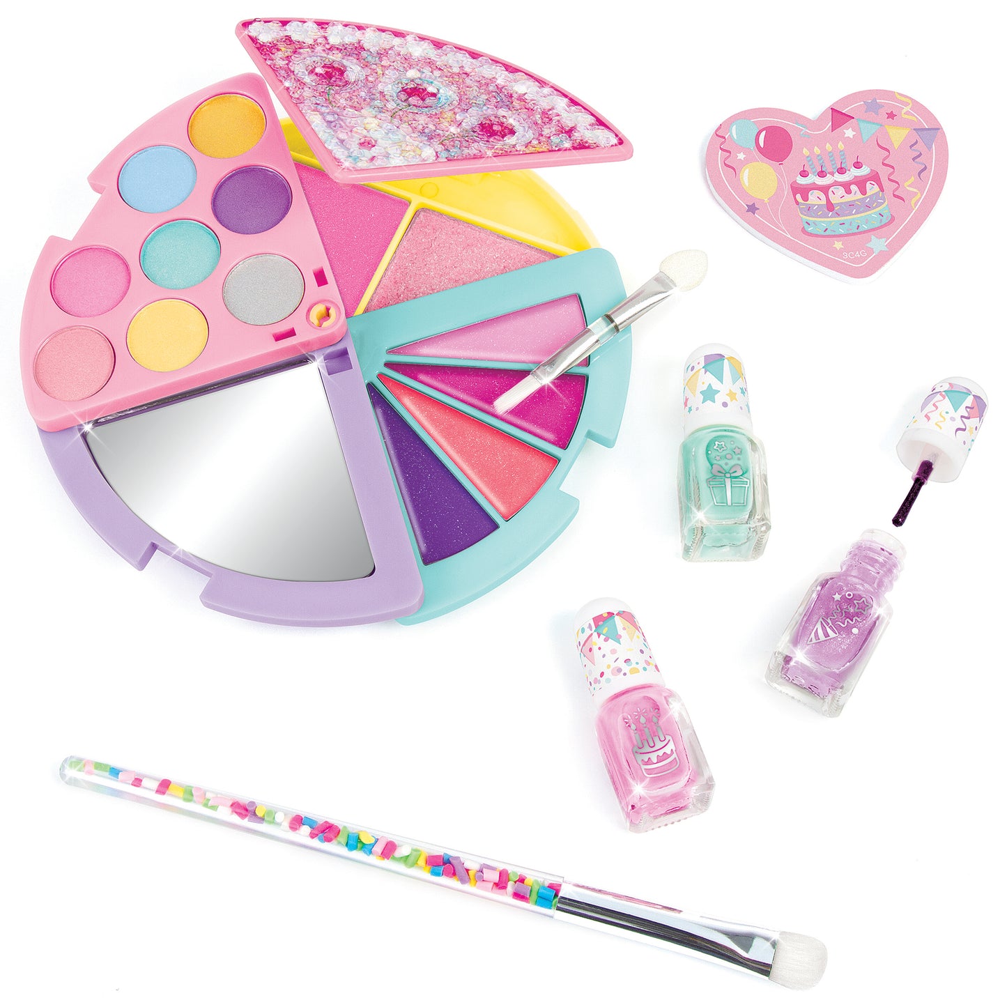 That Takes the Cake! Cosmetic Palette with eyeshadows, nail polish, brushes and heart compact