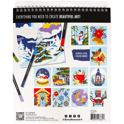 Brea Reese Christmas Coloring Kit with spiral-bound pad, 3 erasable markers, and festive holiday designs