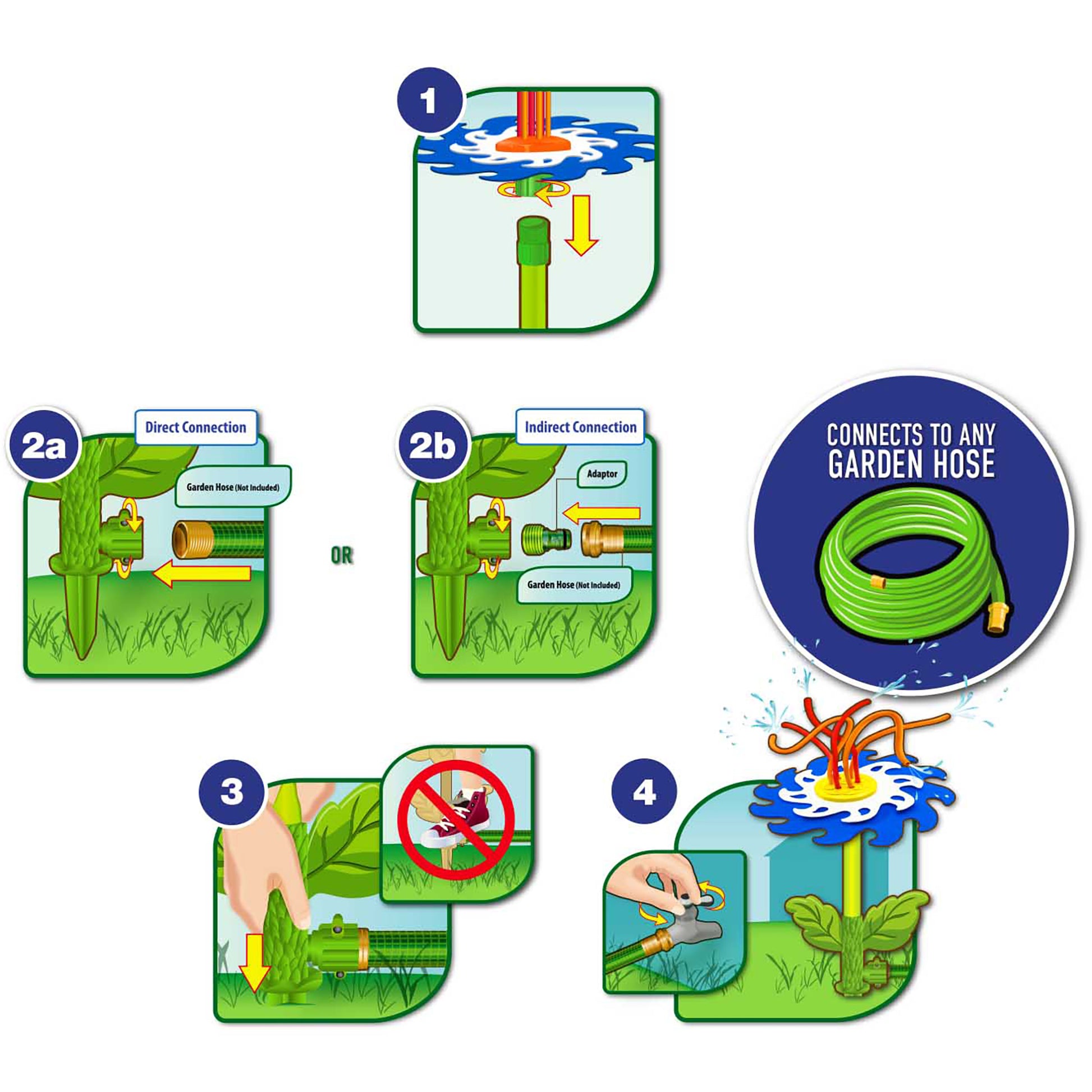 Whip Splash Sprinkler toy with green hose attachment and water spray feature