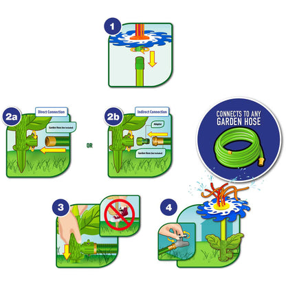 Whip Splash Sprinkler toy with green hose attachment and water spray feature