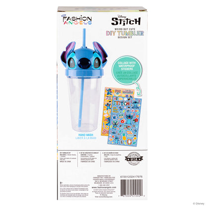 Disney Stitch DIY Tumbler Design Set with blue character head lid and waterproof stickers