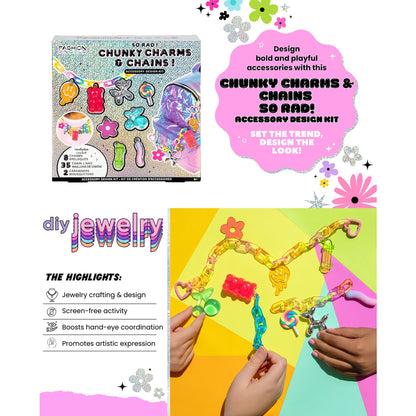 Chunky Charms & Chains So Rad DIY jewelry design kit with colorful charms, chains, and accessories