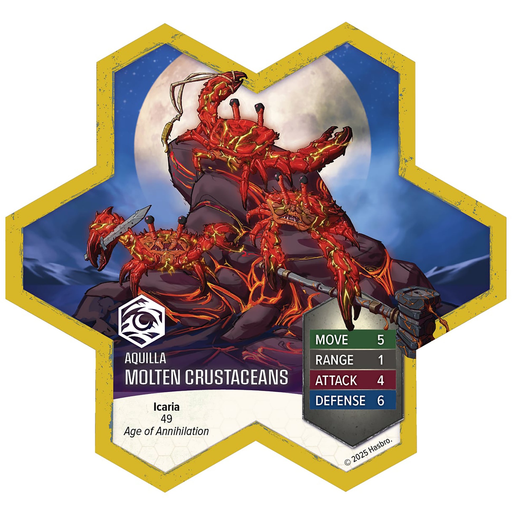 Heroscape Molten Crustaceans army expansion with 5 red lava creature miniatures and game cards