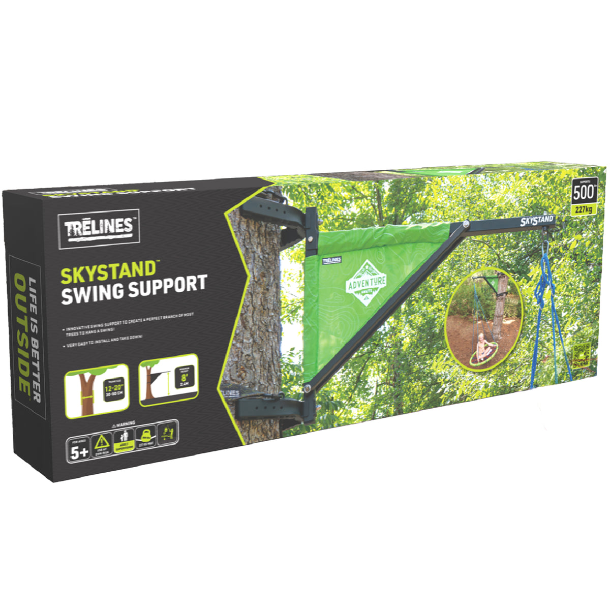 Trelines SkyStand Swing Support green tree branch attachment with blue rope