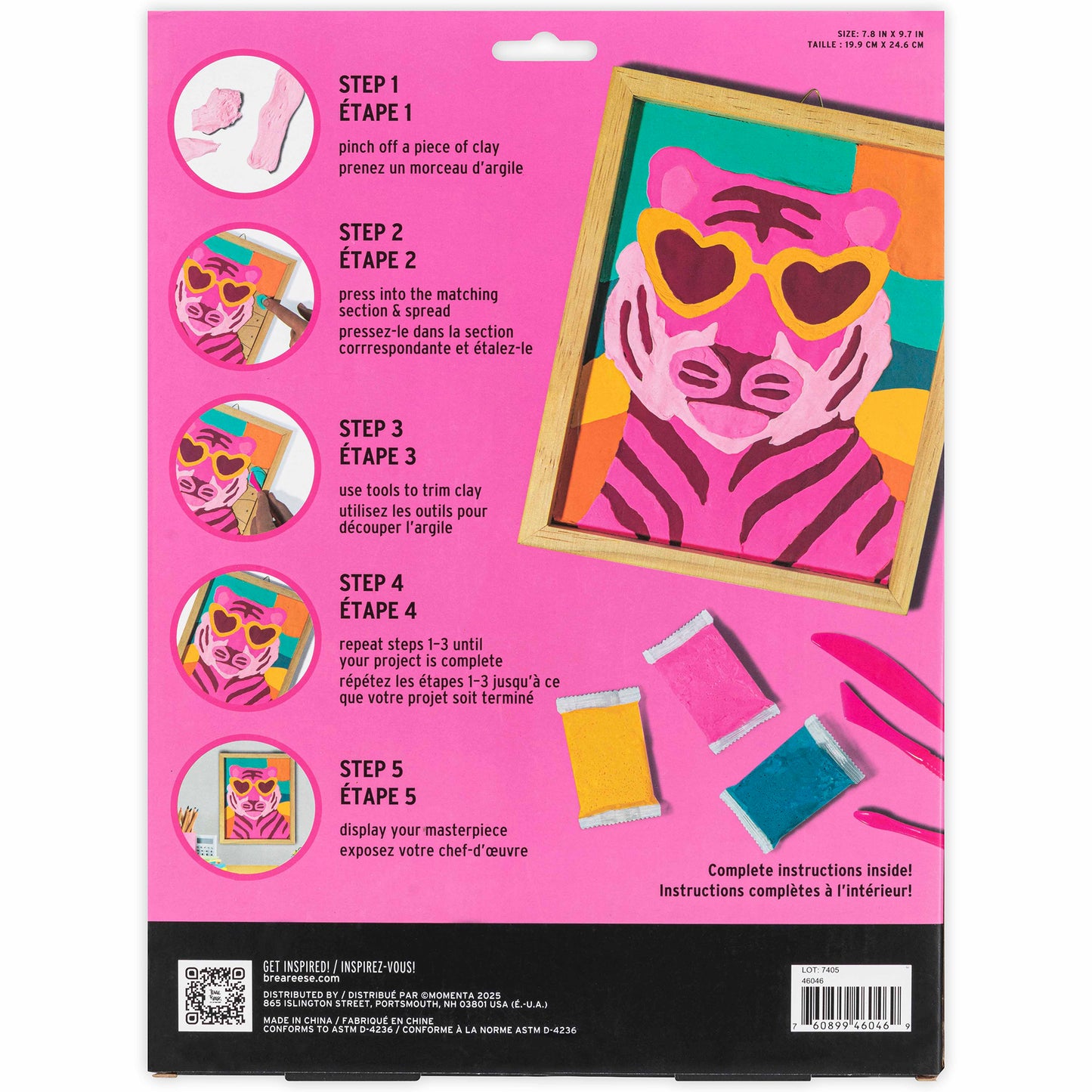 Clay Painting Art Wild Tiger craft kit with colorful framed tiger artwork and clay supplies