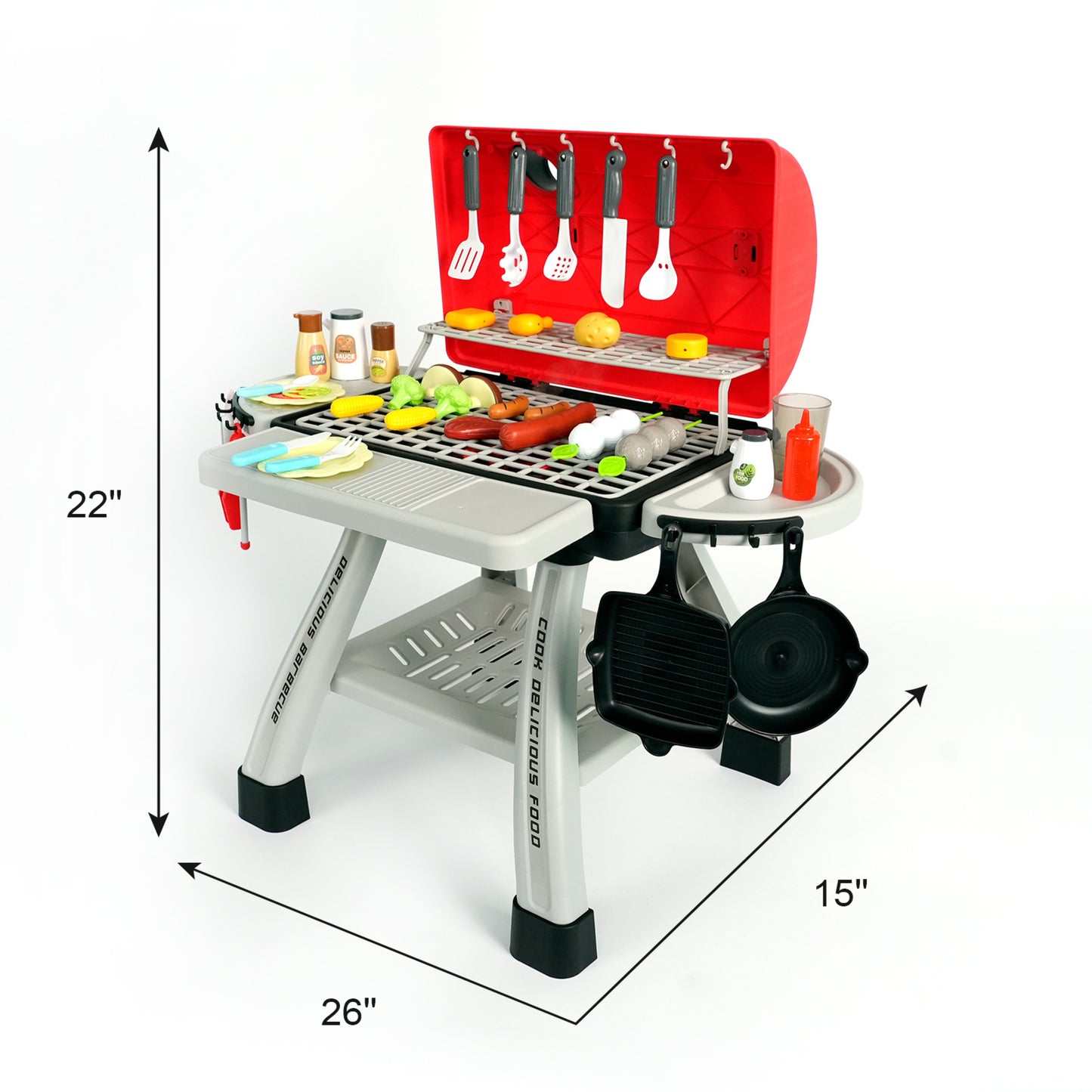 Easy Playhouse BBQ Grill Toy Playset - Realistic Effects