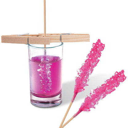 STEAM Powered Kidz Kitchen Science pink crystal candy stick maker with wooden stand