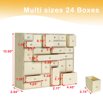 Easy Playhouse DIY Wooden Advent Calendar with 24 multi-sized drawers and wood finish