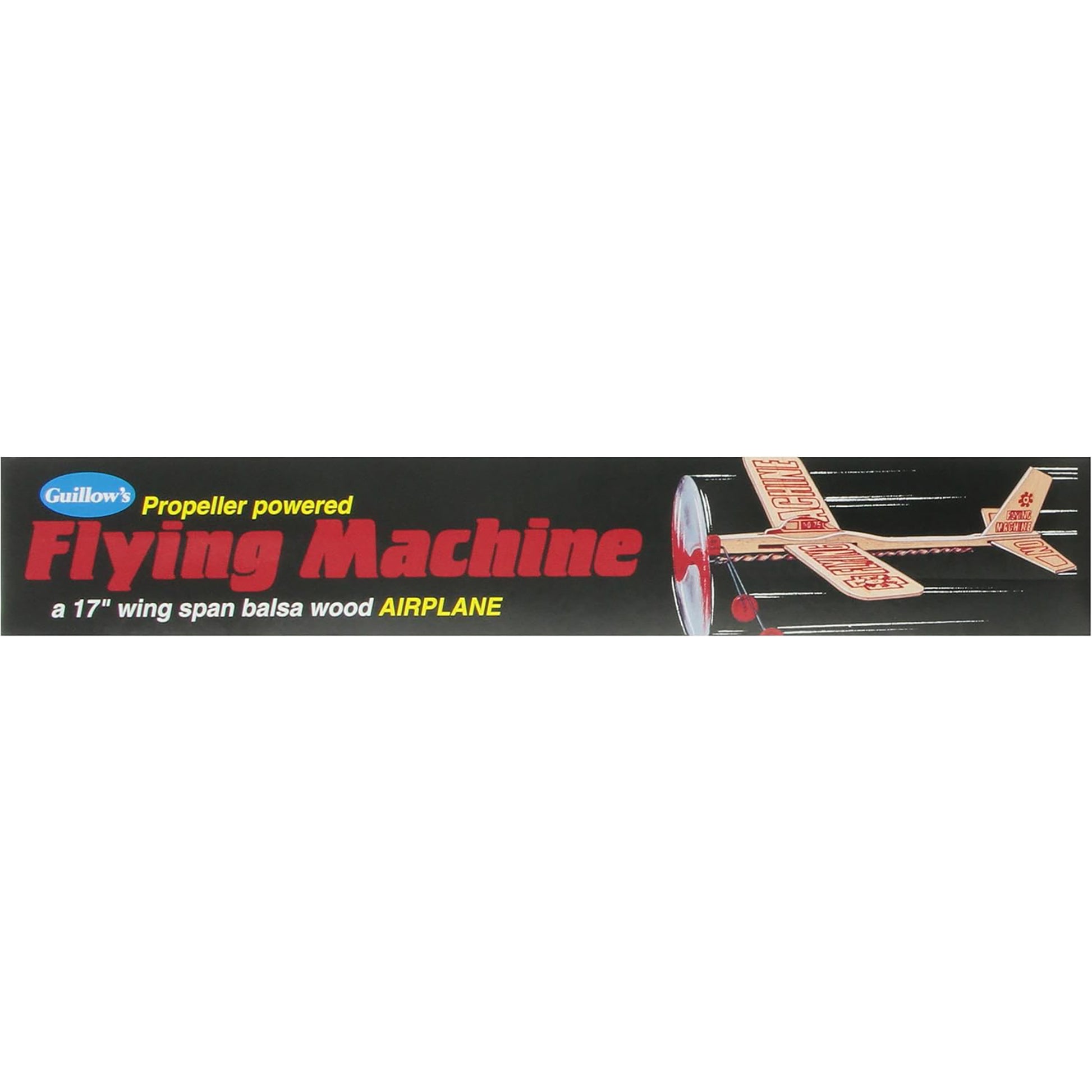 Guillow's Propeller Powered Flying Machine balsa wood airplane kit with 17 inch wing span