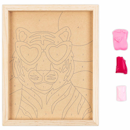 Clay Painting Art Wild Tiger numbered paint-by-number kit with pink and red clay