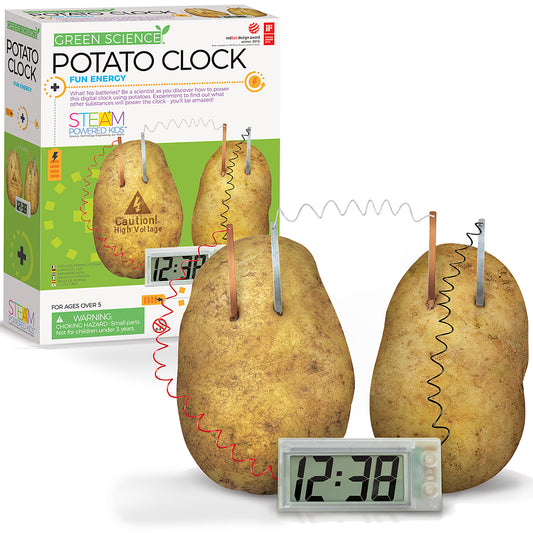 Green Science Potato Clock STEAM kit with digital display and copper electrodes