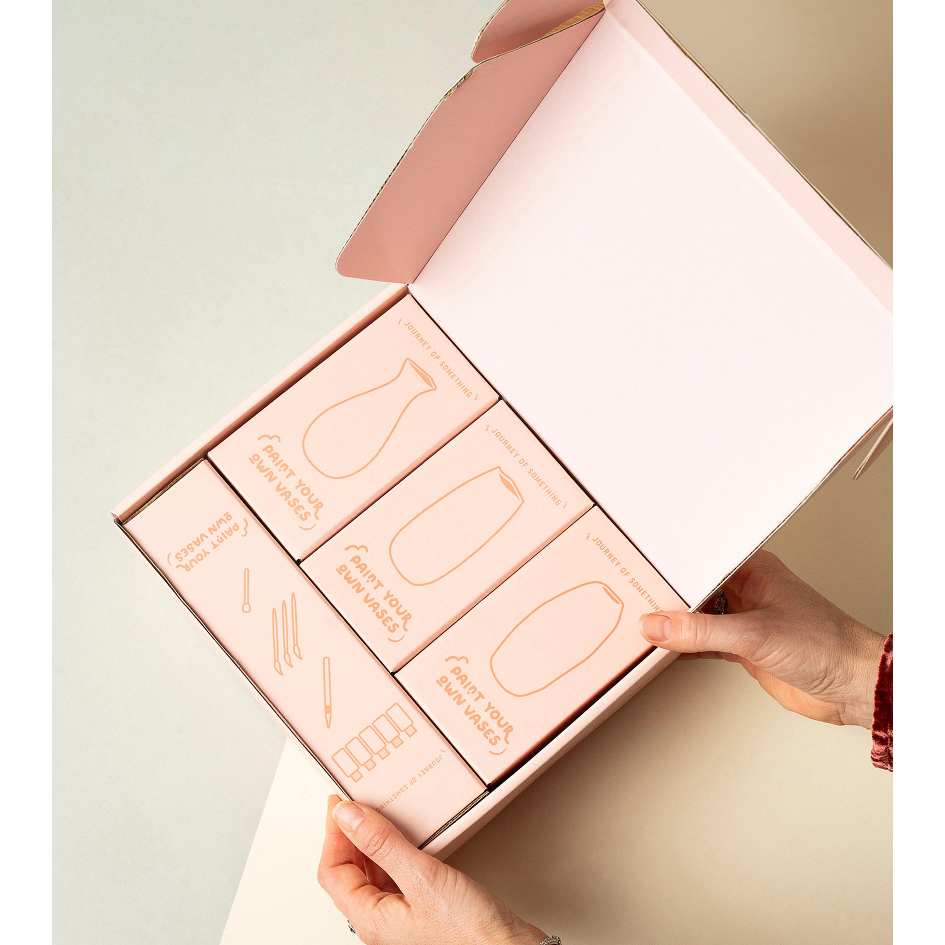 JOS Paint Your Own Vases craft kit with pink box containing vases and painting supplies