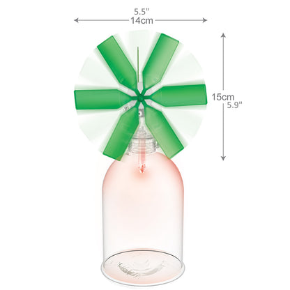 Green Science Windmill Generator with green ribbon blades and clear collection bottle
