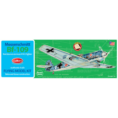 Messerschmitt BF-109 Flying Model Kit by Guillow's with authentic German WW2 fighter design