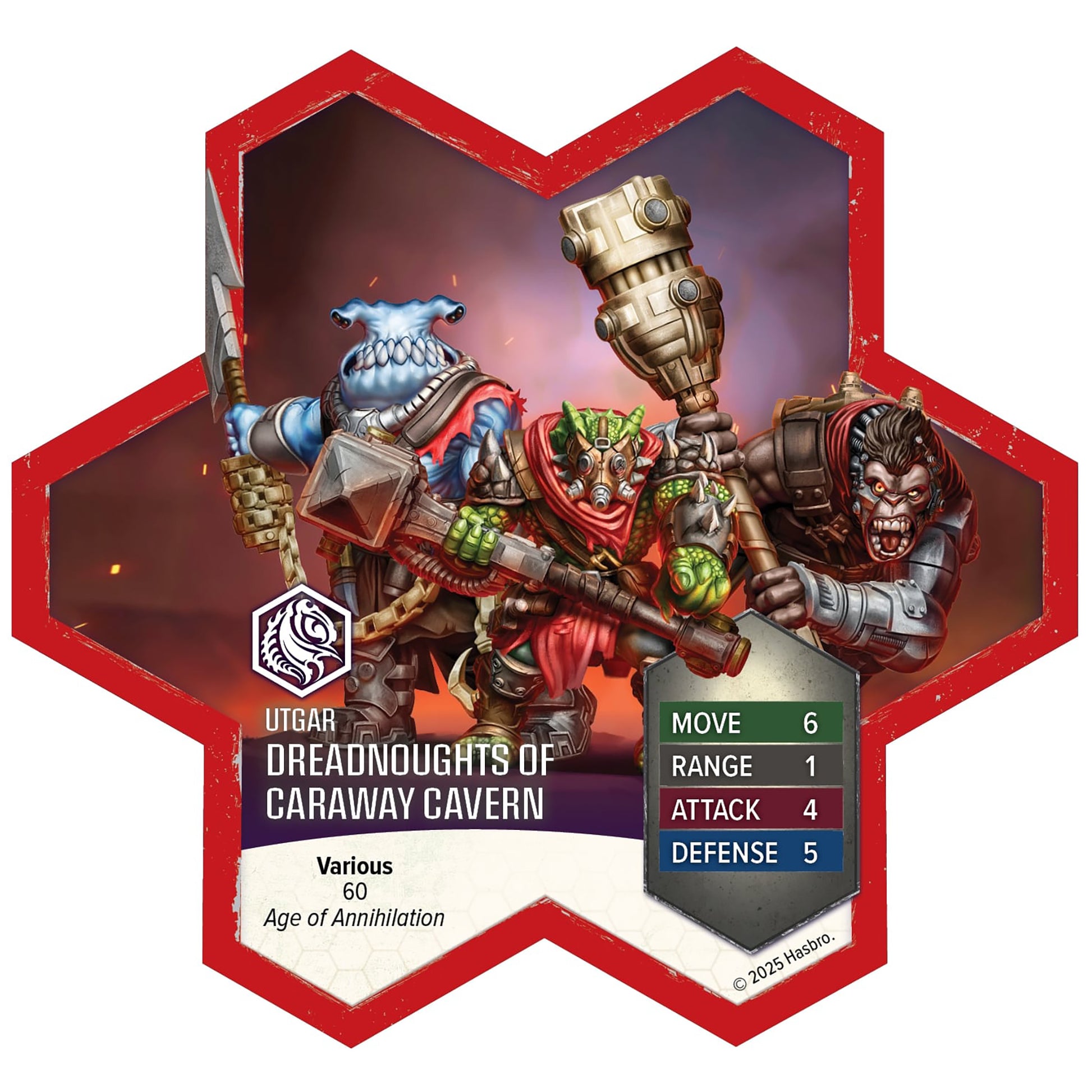 Heroscape Dreadnoughts of Caraway Cavern army expansion with 4 unpainted miniatures and stat cards